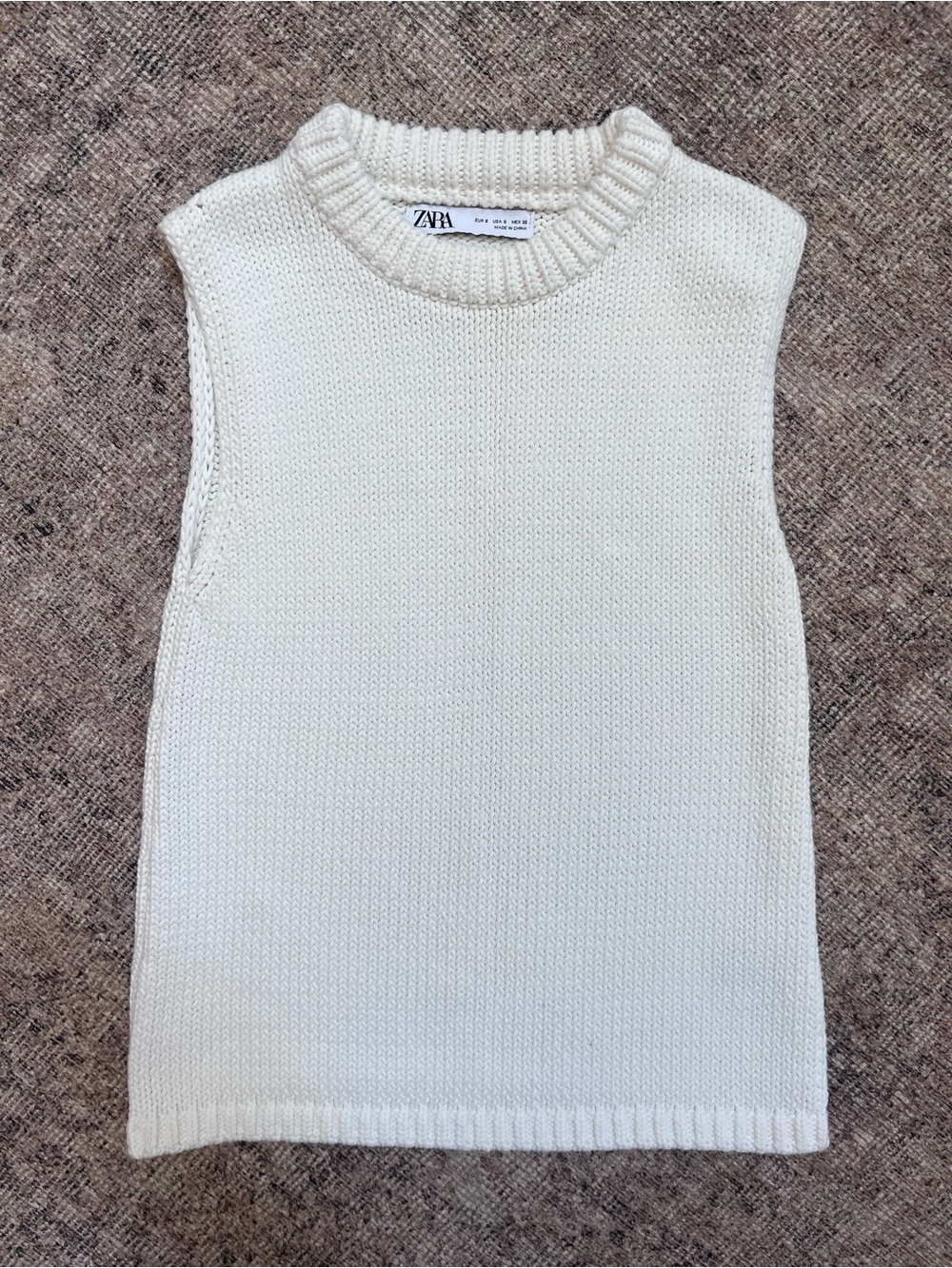 Zara White Crewneck Knit Sleeveless Tunic Tank S